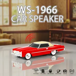 WSTER WS-1966 Vintage Car Bluetooth Speaker with FM Radio TF Card USB MP3 Player Hands-Free Selfie TWS Stereo Wireless Connection Perfect Gift