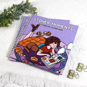 Mother Day Gift Stoner Moments Stoner Girl Coloring Book Spiral Binding Featuring 30 Hand Drawn Illustrations for Relaxation & Stress Relief