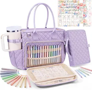 Large Bible Bag with Bible Cover Case for Women, Quilted Church Tote Bag Carrying Case W/Shoulder Strap Bible Study Supplies Journaling Kit Accessories Mothers Day Christian Gift for Women Mom Teacher FLOE