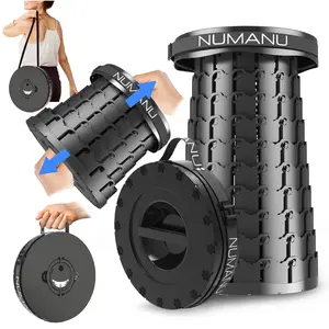 NUMANU XXL 19.7" Wider & Taller Collapsible Stool, 1000lbs Max Weight, Adjustable Height, 2026 Upgraded Portable Retractable Folding Seat, Heavy Duty Compact Seat or Foldable Travel Foot Rest, Outdoor Camping Chair, Foldable Seat