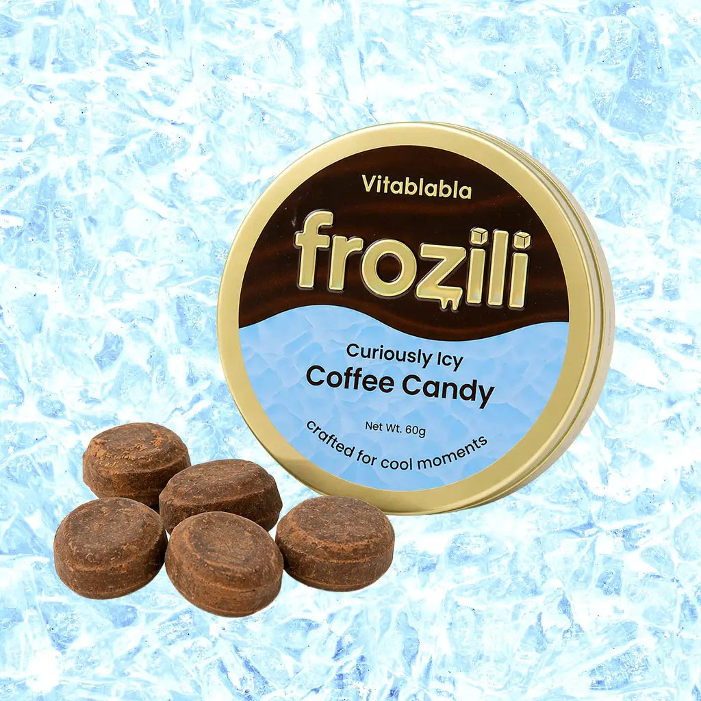 Frozili Strong Menthol Icy Coffee Candy (1 Tin) – Extra Cooling Arabica Coffee Hard Candy, No Added Caffeine, Refreshing Candy for Work, Study, Driving & Long Days