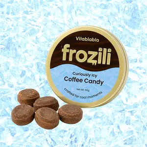 Frozili Curiously Icy Coffee Menthol Candy – Real Arabica Coffee Flavor, Extra Cooling Coffee Mint Bonbons, No Added Caffeine, Refreshing Candy for Study, Work, Driving & Long Days