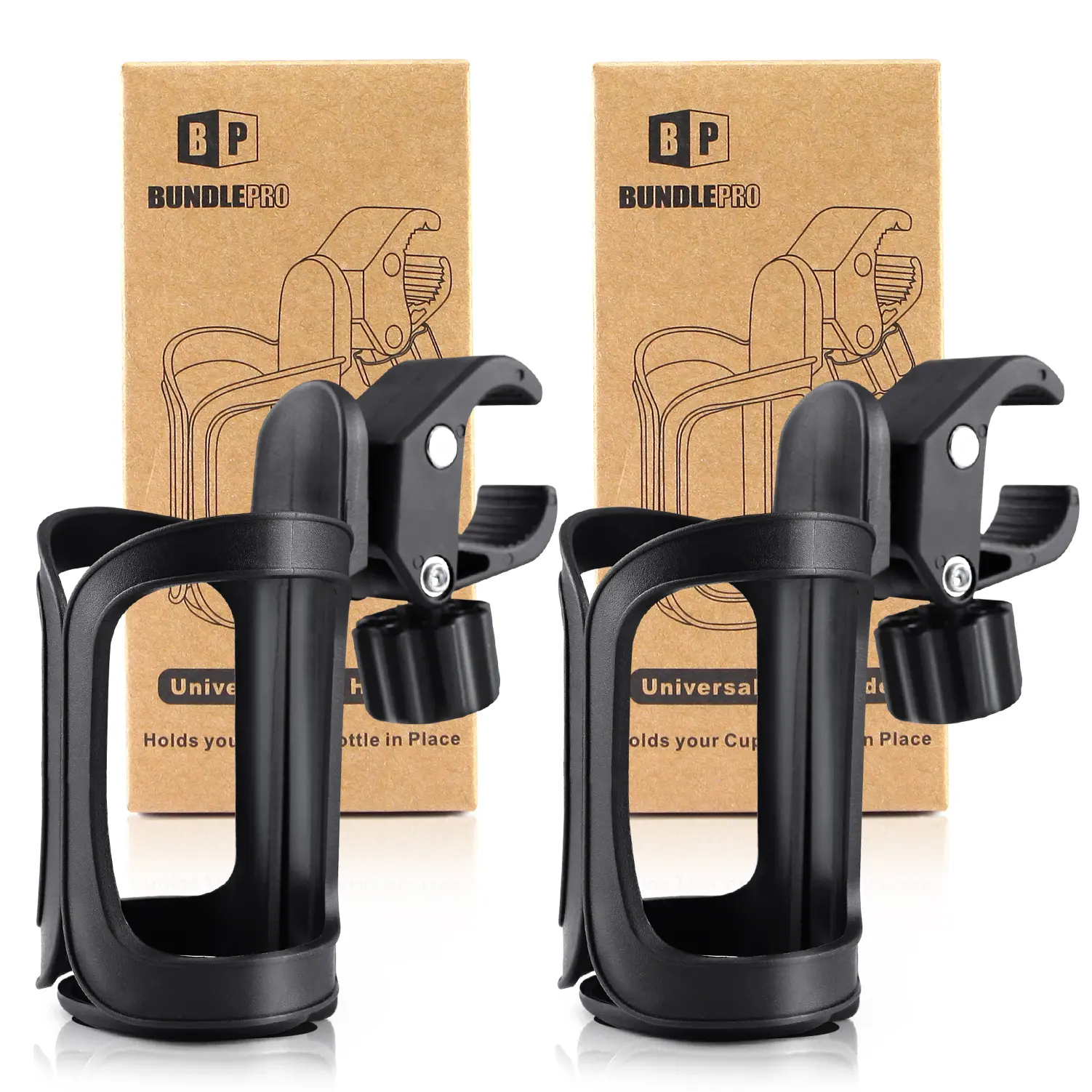 Pack of 2 Stroller Cup Holders, Universal Drinks Holder for Bikes, Trolleys or Walkers Motorcycle Stand