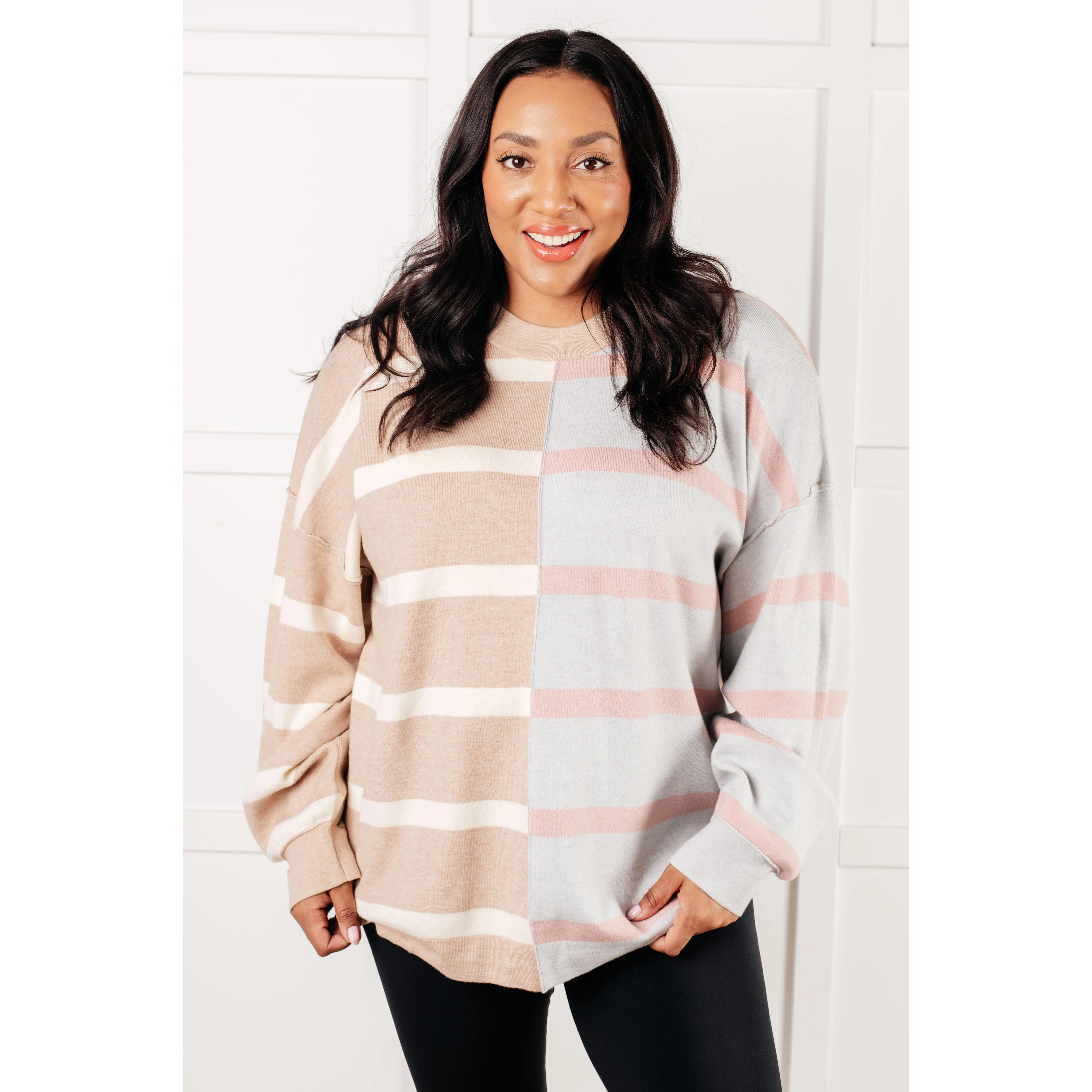 Exceptional Thought Striped Patchwork Sweater
