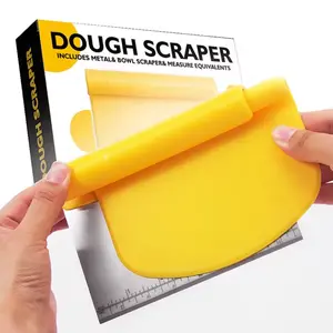 TIKA 2-in-1 Stainless Steel Dough Scraper and Plastic Bowl Scraper Set with Measurement Marks for Baking and Kitchen Use