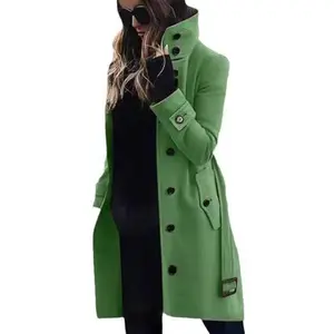 Women’s Autumn/Winter New Wool Coat – Slim Fit Cardigan Coat, Long Sleeved, Single Breasted, Stand Collar Windbreaker GARMENTARY