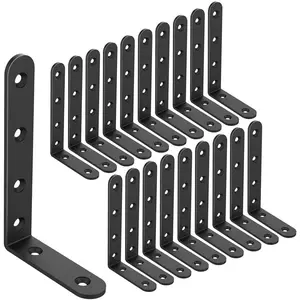 20 PCS Black 5 x 3 Inch L Heavy Duty Corner Brackets, Joint Angle Corner Brace with Screws for Shelves, Furniture Cabinet and Bookshelf