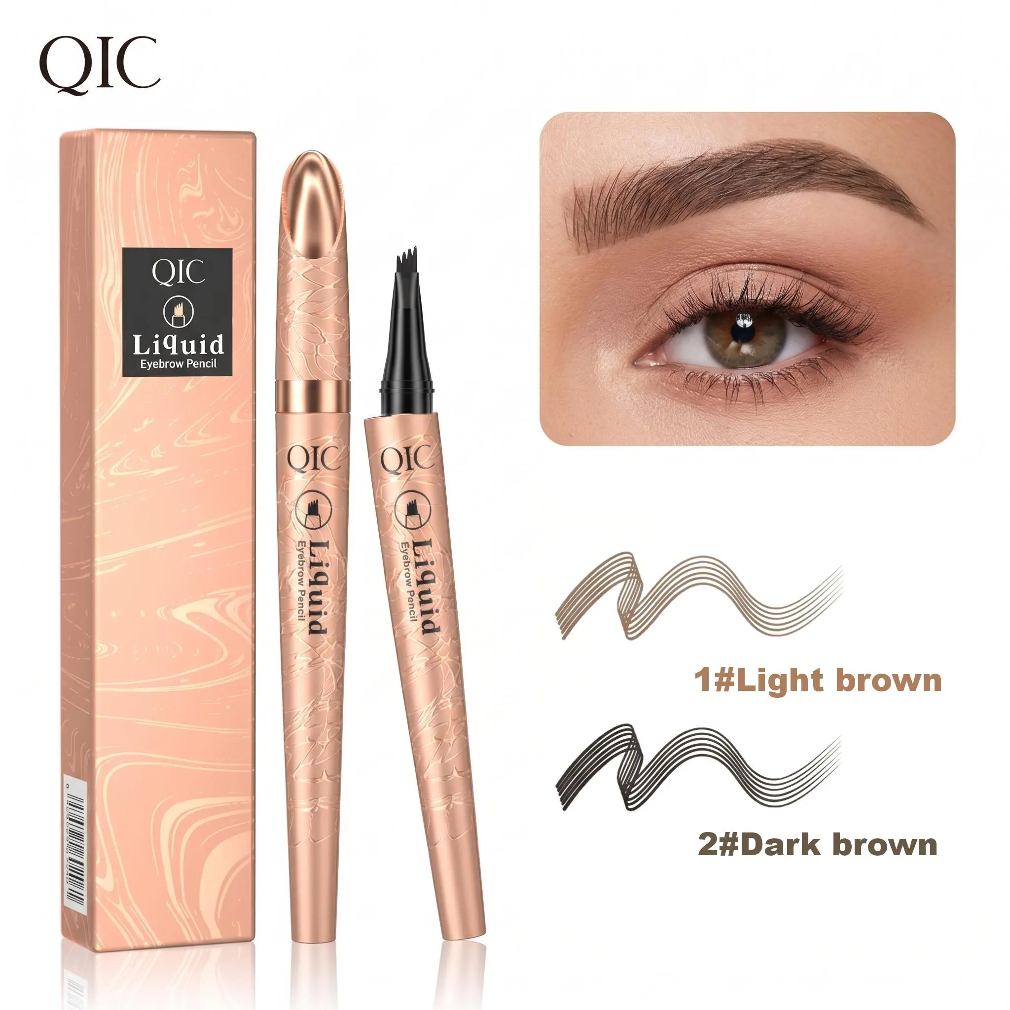 QIC Magic 4-Tip Eyebrow Pencil, Upgraded 3D Long-Lasting, Waterproof, Microblading Eye brow Pencil, Eyebrowtint, Creating Natural Looking Brows, Brow Makeup Tool Flawless Cosmetic For Women Daily Use and Gift