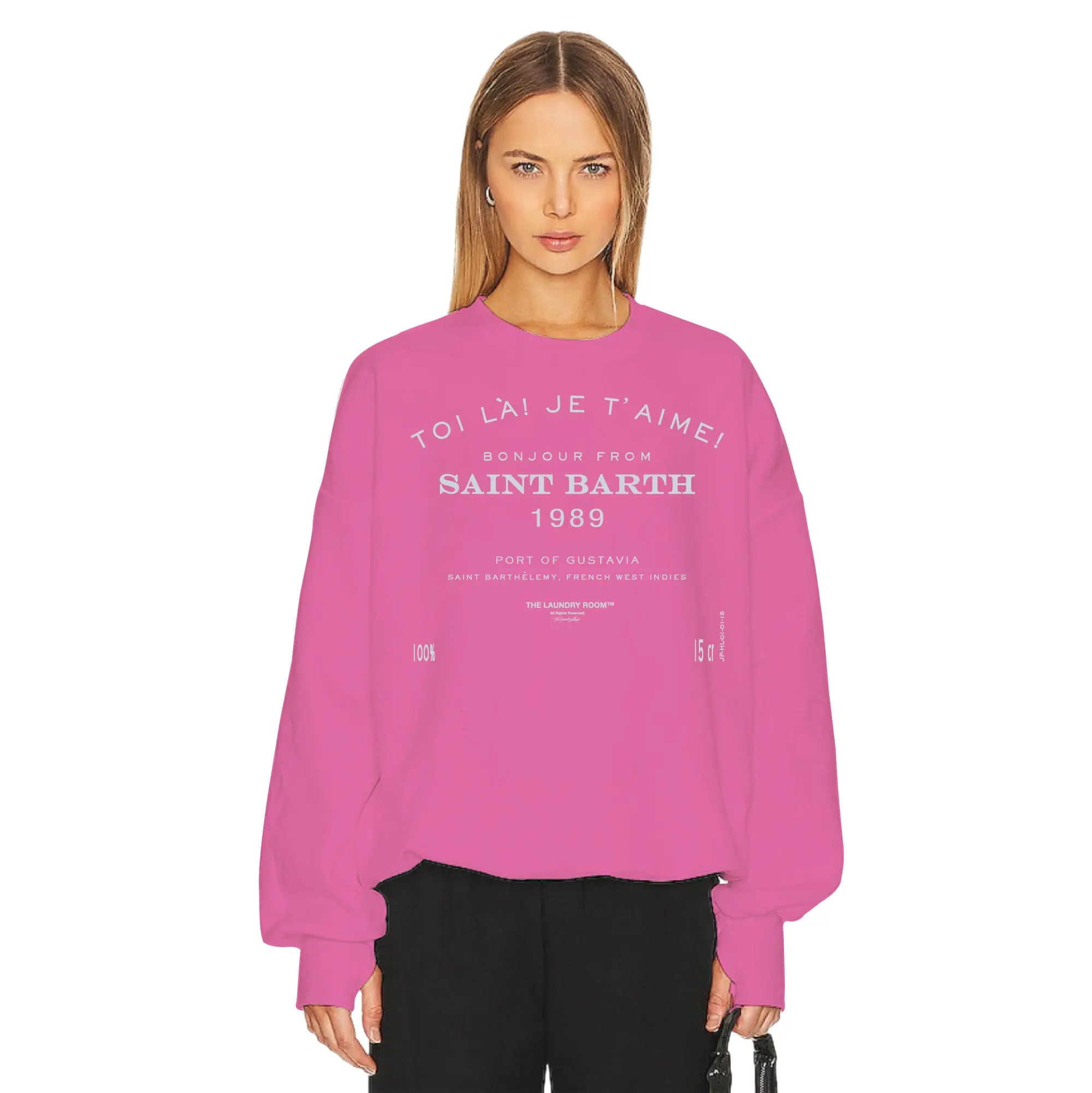 Saint Barth 89 - Jump Jumper - Vintage Neon Pink, Candy, Hoodie, Polyester, Knitted, Cotton, Fleece, Clothes, Lightweight, Fit, Piece, Sweatshirts, Tops, Lady, Casual, Long Sleeve, Crew Neck, Round Neck, Pullover Hoodie, Longsleeves, Loose Cut