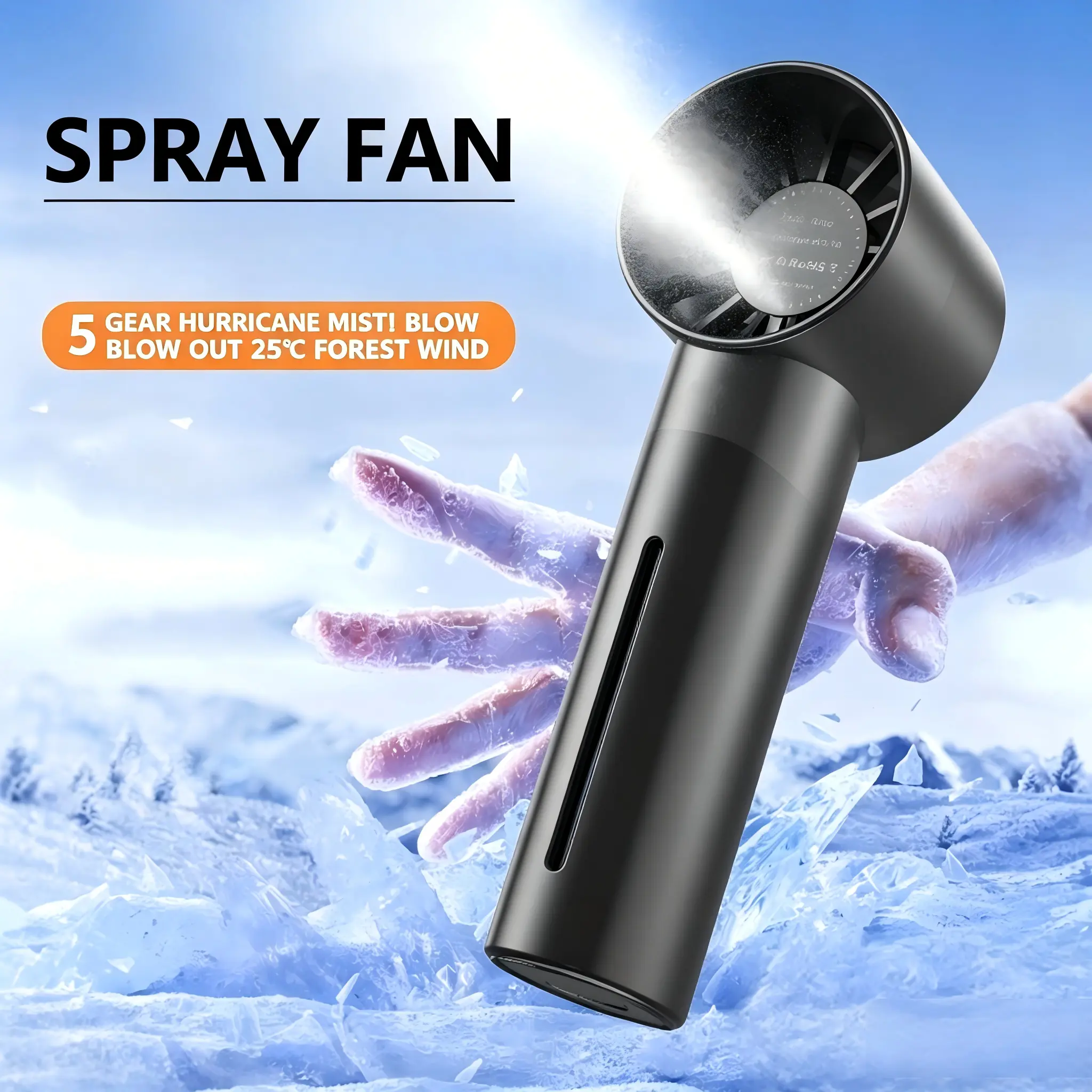 Handheld Spray Misting Fan, USB Rechargeable Portable Mini Cooling Fan, 5 Speed Adjustable Mist Fan for Makeup, Outdoor, Travel, Office & Bedroom