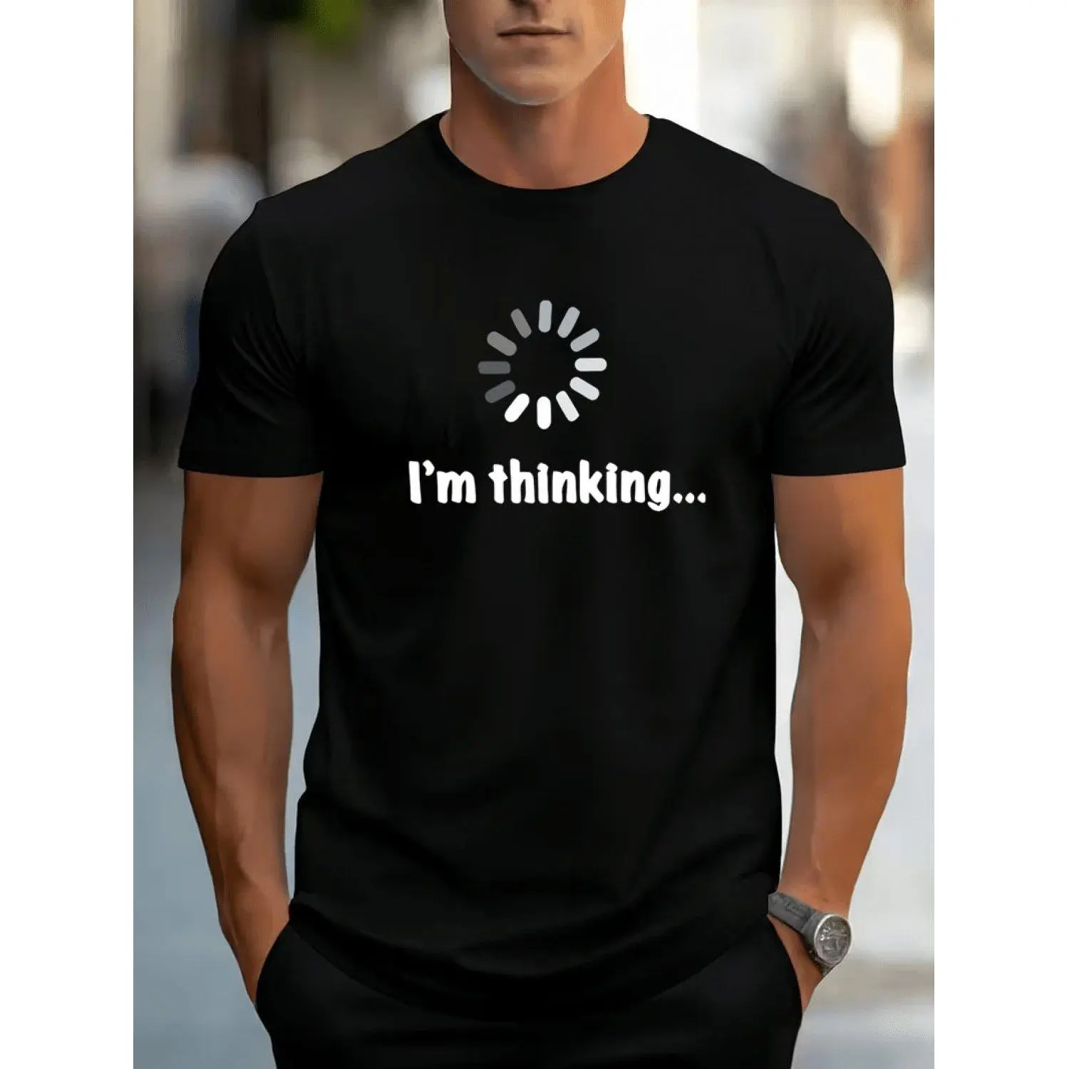 Women's Quick-Dry Breathable Loose-Fit Crew Neck Short-Sleeve T-Shirt, All Seasons Gym Training Casual Geek Style with Loading Symbol Print for Tech Enthusiasts