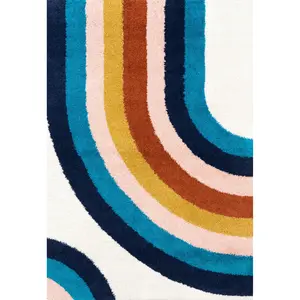 Ela Half Rainbow Shag Area Rug