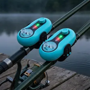 Battery Powered Fishing Bite Alarm with LED Light for Night Fishing. High Sensitivity Anti False Alert, Carp Fishing Rod Alarm. Single Unit with Shockproof Case.