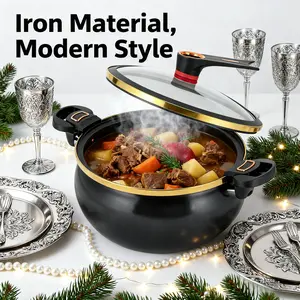 Black 8L Micro Pressure Cooker 11.02x5.91In Iron Non-stick Coating for 5-7 People Induction Gas Stove Compatible Home Restaurant Kitchen (kitchen gadgets) Kitchenware Modern