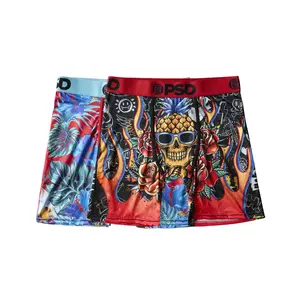 PSD Mens Tropical Punch Boxer Brief 2 Pack - Standard Length 7 Inch Inseam, Soft and Breathable Poly Blend Fabric