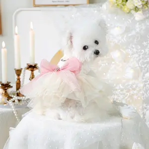 Cute Princess Dress Costume for Pets, Dog and Cat Wedding Gown, Suitable for Teddy Bichon Pomeranian Miniature Dogs, Adorable Pet Clothing