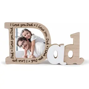 Wooden Photo Frame Gift for Dad, Picture Frame, High Quality Frame, Personalized Birthday Present, Father's Day & Thanksgiving Memorial Gift, I Love My Dad Message
