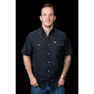 The Carson in Black Short Sleeve Pearl Snap