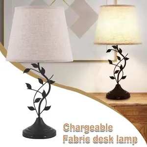 Large Retro Table Lamp with 2 USB Charging Port, Bedroom Bedside and Room, White Lampshade + Black Base Suitable for bedrooms, Living Rooms, Offices, Book Christmas decoration Christmas gifts