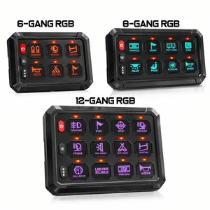 VASTFIRE 6/8/12 Gang RGB Switch Panel 12V/24V Universal Aluminum Alloy, Multiple Safety Protection, RGB Backlight Silicone Buttons, No-Cut Wiring for Off-Road/Car/Truck/ATV/UTV/RV/Marine