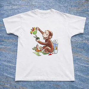 Curious George Graphic Baby Tee – Y2K Retro Cartoon Graphic Top