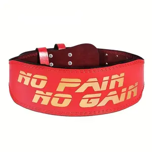 No Pain No Gain Slogan Pattern Weight Lifting Belt, Durable PU Leather Sports Waist Belt for Men & Women, Workout Fitness Belt for Squat, Hard Pull, Gym
