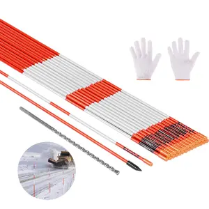 VEVOR Driveway Markers, Summervibes,Summervibes, 200Pcs 48 in Long 1/4 in Dia, Hi-Visibility Driveway Reflectors with 12 in Steel Drill Bits, Reflective Snow Sticks Fiberglass Pole for Parking Lots, Walkways, Snow Plowing