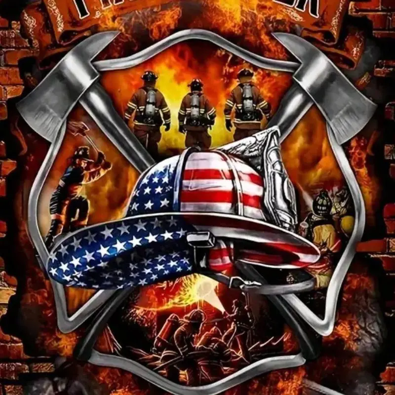 Firefighter Theme DIY Diamond Arts Colorful Painting Kit without Frame, DIY 5D Diamond Arts Colorful Painting Kit, Wall Art Decor for Home, Handicraft, Diamond Painting Kits