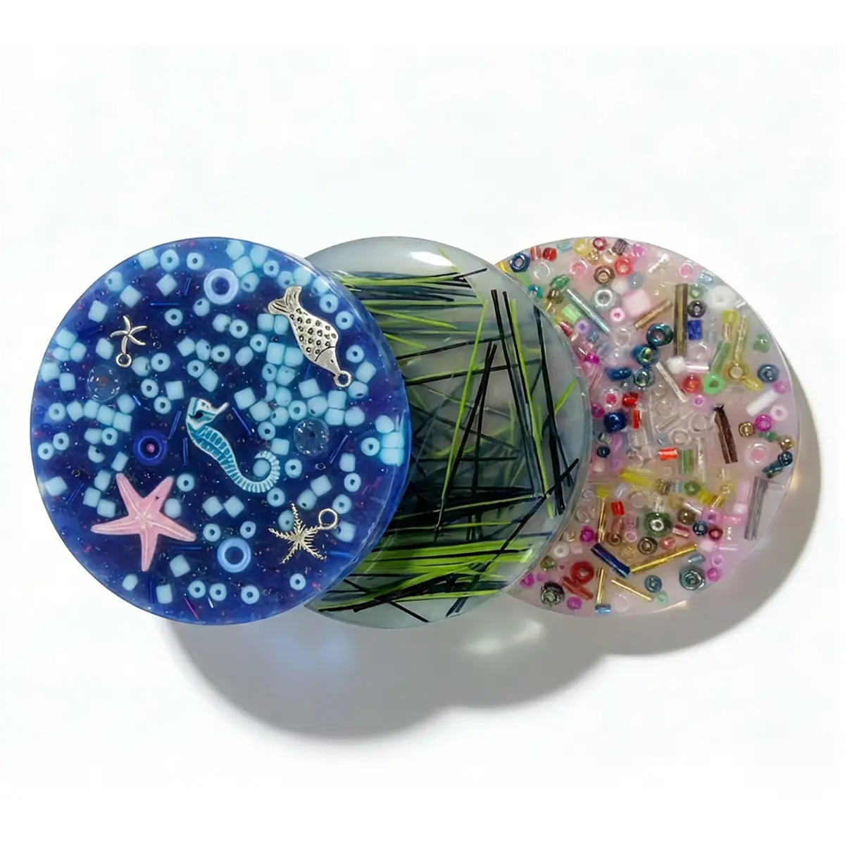 Picky Pad Fidget Toys - Ocean Theme Silicone Tactile Fun Sensory Set with Line & Bead Texture, 1-Pack/3-Pack Fidget for Adults, Texture Set