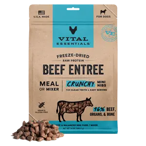 Vital Essentials Beef Crunchy Mini Nibs Meal or Mixer Freeze-Dried Raw Dog Food, 14-oz bag