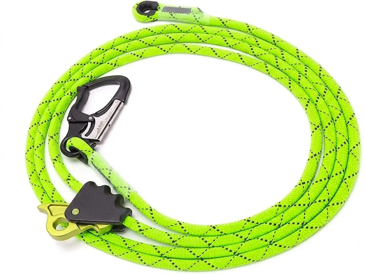 X-Flight Adjustable Lanyard with Snap Hook - Neon Yellow, 12-Foot Heavy-Duty Positioning System, Made in USA, Arborist and Work-at-Height Gear
