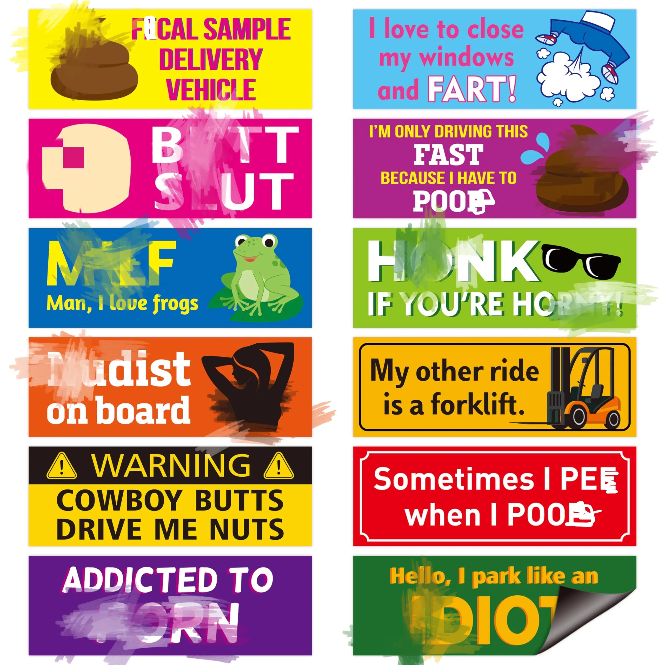 12PCS Magnetic Bumper Stickers - Reusable, Waterproof, Easy-Remove, No-Residue Removable Magnetic Decals for Car, Truck Exterior Accessories, Vehicle Decoration, Magnetic Bumper Sticker