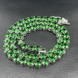 New Arrival Emerald Zircon Single Strand Green Full Zircon Tennis Chain Necklace