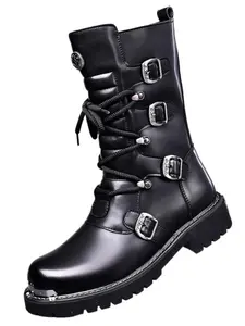 Men's Classic Thick Sole Long Boot Knight Boots, Stylish and Durable Riding Shoes, Perfect for Casual and Formal Wear, Round Toe Boots