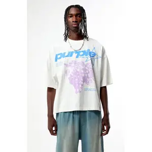 Pacsun Men's Purple Cropped Boxy T-Shirt