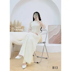 Cream Ao Dai To with Bow |B13 | Ao Dai for Women| Lunar New Year | Ao Dai Viet Nam