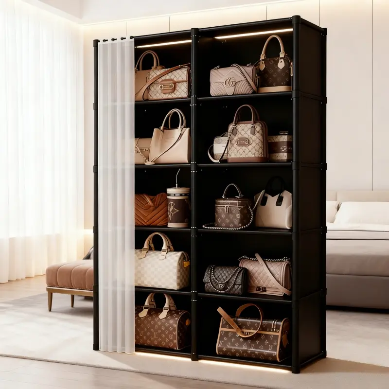 A user-friendly 6-layer dust-proof storage cabinet, Home storage cabinet, with a modular structure and independent design, meeting storage needs and saving space, compact size is suitable for small apartments, Modern Storage Cabinet