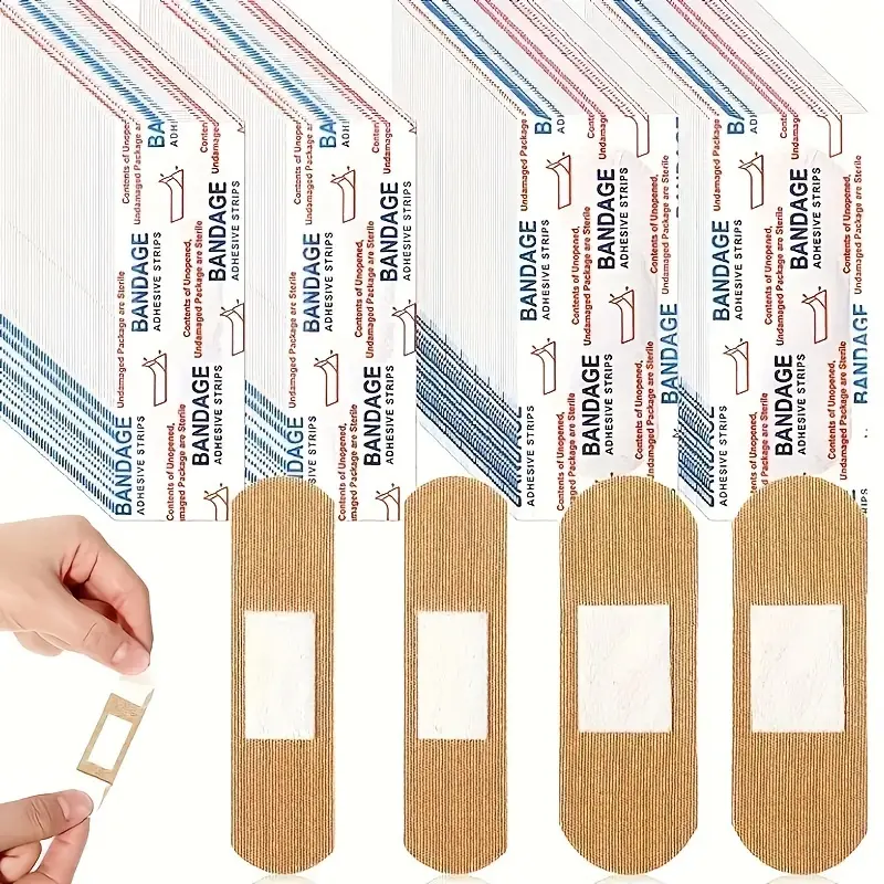 400pcs Fabric Adhesive Bandages 2 Sizes - 200+200 Mixed Breathable First Aid Strips, Waterproof Sterile Flexible Wound Dressing Latex-Free Bulk