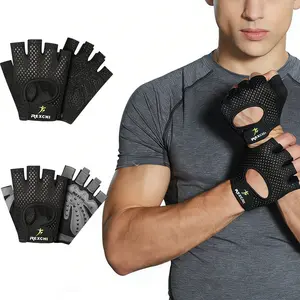 1Pair Breathable Workout Gloves, Weight Lifting Fingerless Gym Exercise Gloves with Curved Open Back, for Powerlifting, Women and Men, Fitness Accessories