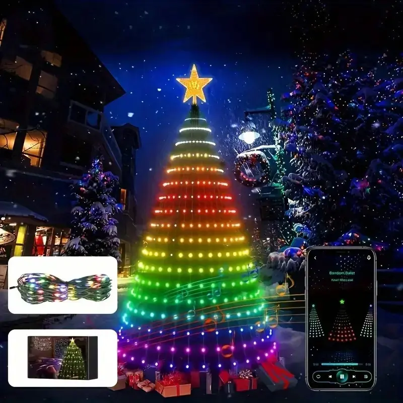 APP-Controlled Modern Smart Christmas Decorative Lights - Pixel DIY Ornaments, Music-Sync Feature, Holiday Decoration Lights for Household & Commercial Use
