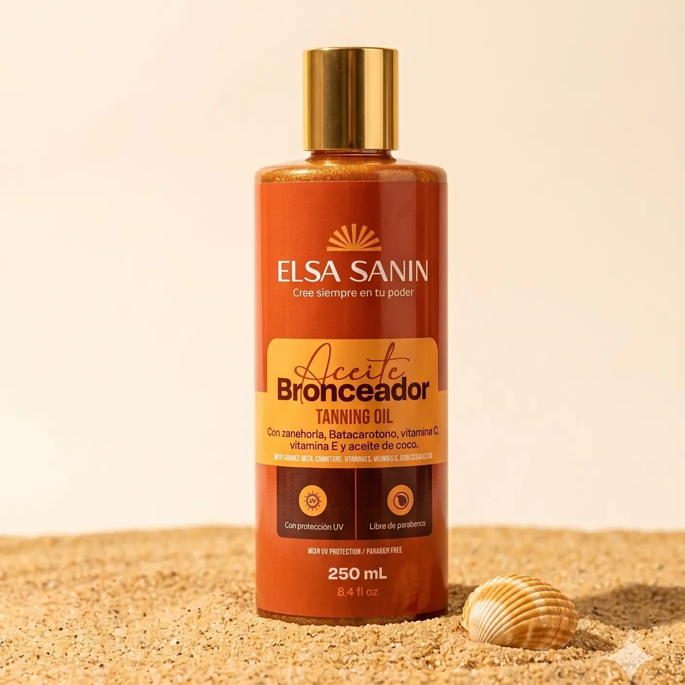 Elsa Sanin Tanning Oil Natural Glow 250 ml for a Safe Effective Tan with Natural Ingredients