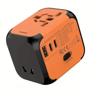 Universal Travel Adapter - Electronic Charger with Type-C Port, Compact Lightweight Multi-Color Plug with Protection Cover, Stylish Durable International Device for Business Trips, Vacation Travel, Charging