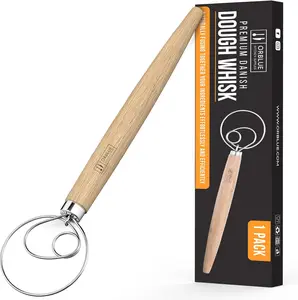 ORBLUE Premium Danish Dough Whisk - Dutch Whisk with Stainless Steel Ring - Danish Whisk for Bread, Pastry or Pizza Dough, 13-Inch 1-PACK Orblue