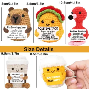 Cute Handmade Knitted Animal Plant Decorations, Handmade Crochet Figure, Gift Set with Encouragement Cards, Perfect for Halloween & Christmas Gifts
