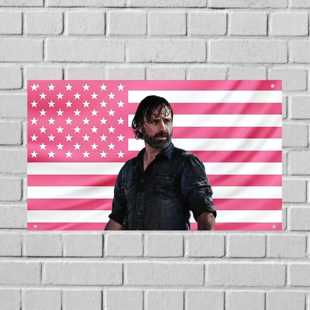 Rick Grimes US Wall Tapestry Flag, Walking Dead Wall Art, Zombie Apocalypse Bedroom Decor Banner