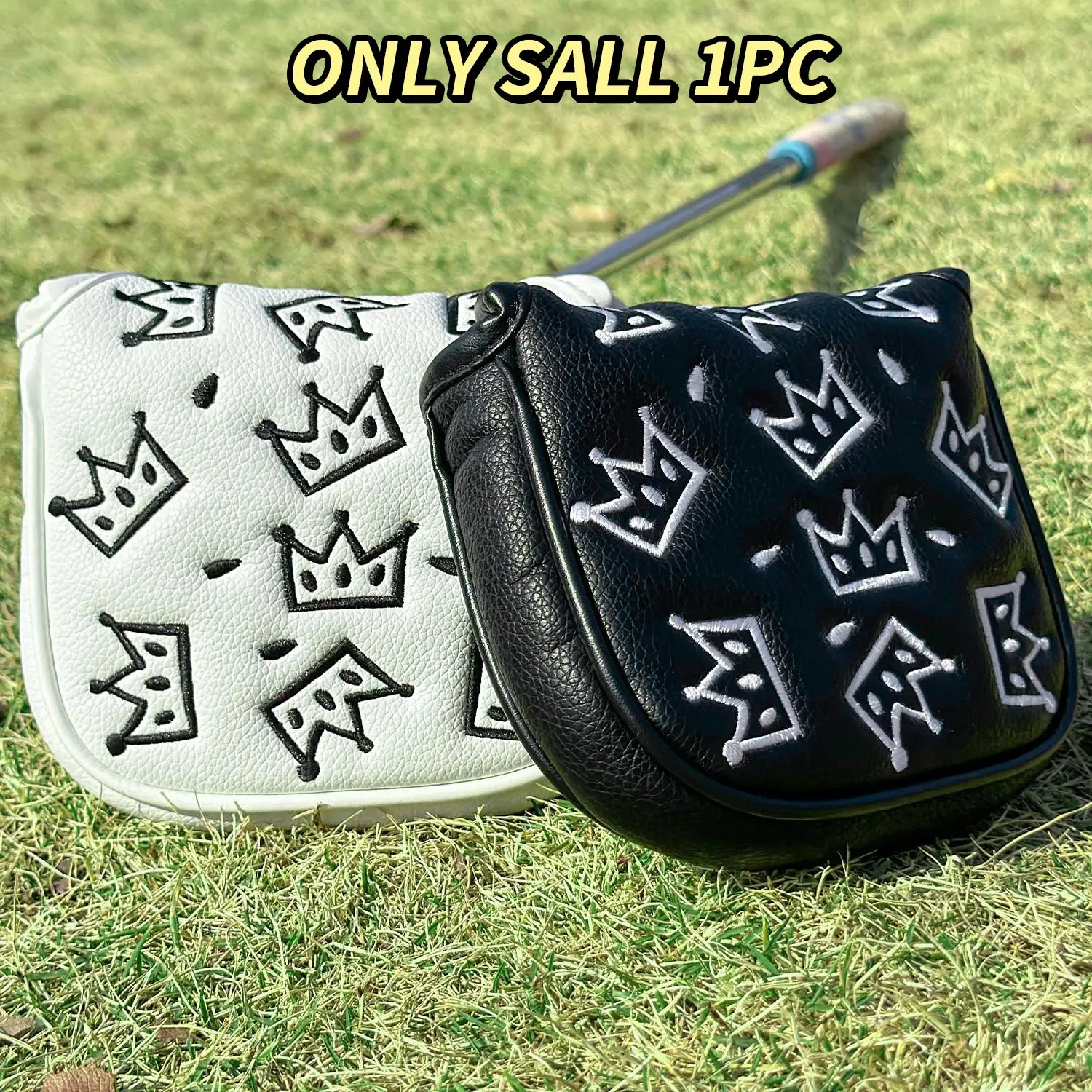 Funny Golf Mallet Putter Headcover with Crown Design, Soft Fleece Lining, Humorous Putter Head Cover, Golf Accessories, Golf Gift Accessory, Great Christmas Gift for Golf Lovers, Golf Gifts