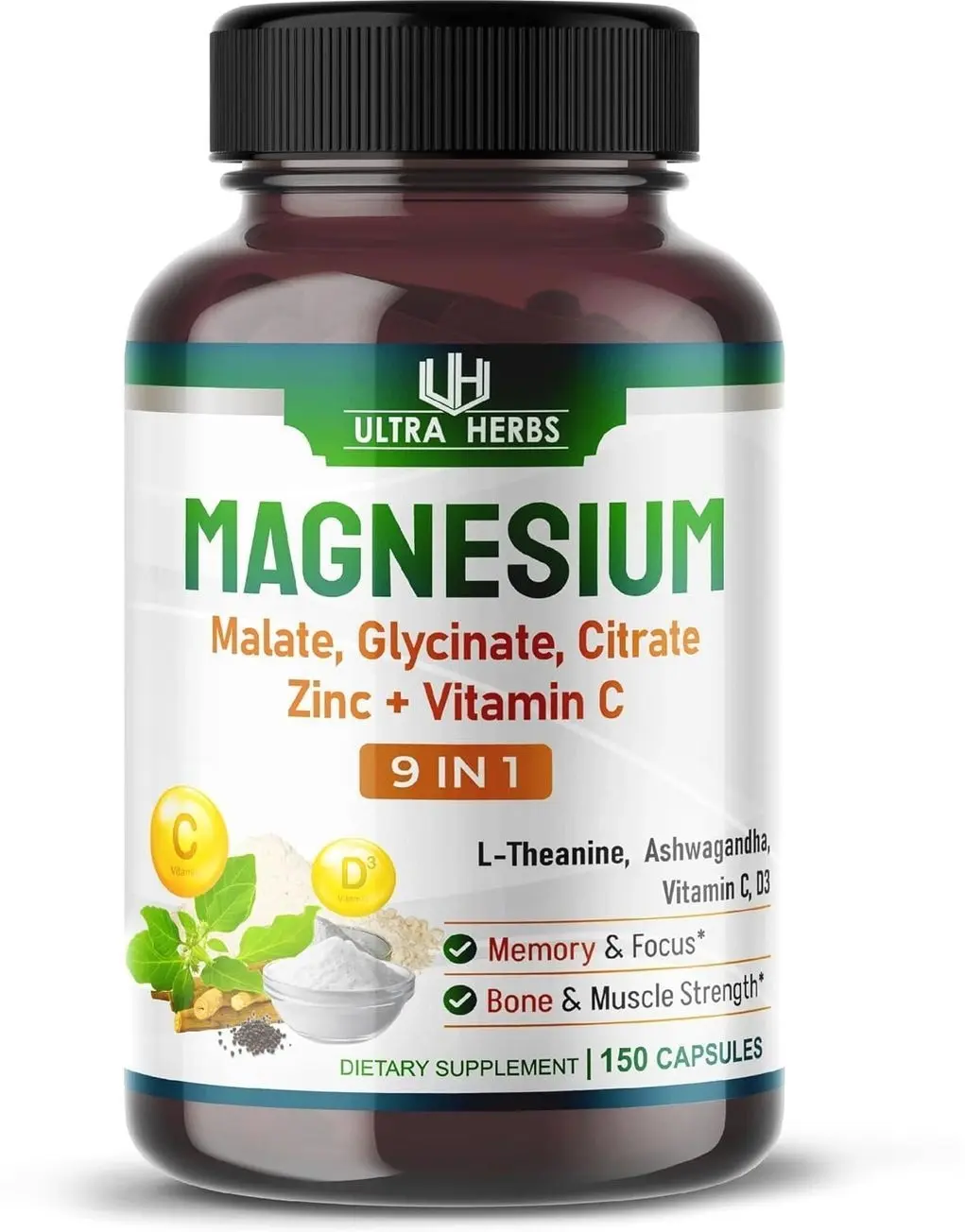 Tripple Magnesium Complex, with Magnesium Malate, Glycinate, Citrate - High Absorption Magnesium Supplement for Sleep Quality, Nerve & Muscle Relaxation | 150 Capsules