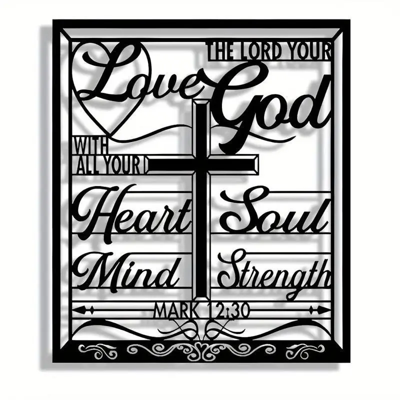 Letter & Cross Metal Wall Art, Modern Wall Decor, 1 Count Wall Hanging Decor for Home Living Room Bedroom, Home Decor, Room Decor, Wall Decor, Hangable