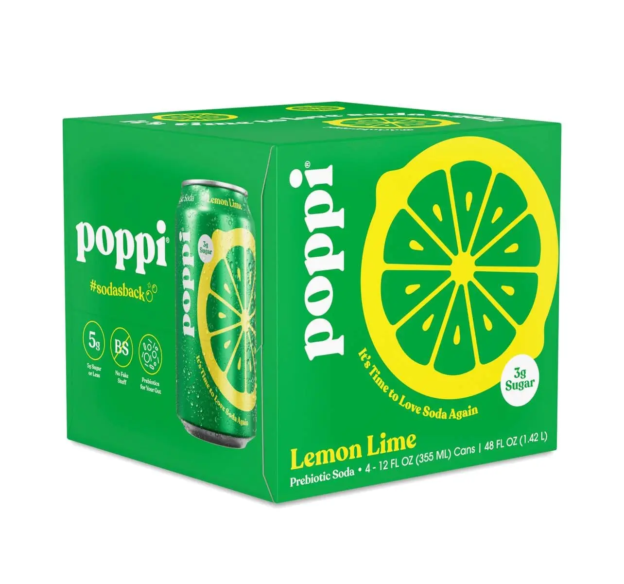 Poppi Lemon Lime Prebiotic Soda 4pk, 12 FZ