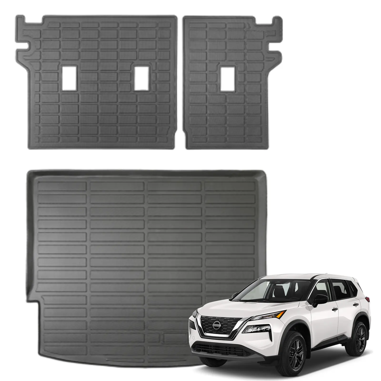 Canvcle Cargo Mat Fit for Nissan Rogue 2021-2026 (Not Fit Sport Model) Cargo Liner With Backrest Mats TPE All Weather Anti-Slip Odorless Trunk Mat for Nissan Rogue Accessories Eco-Friendly Durable Scratch-Resistant Easy Maintenance